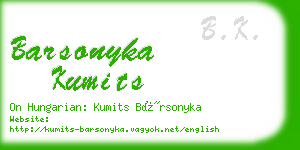 barsonyka kumits business card